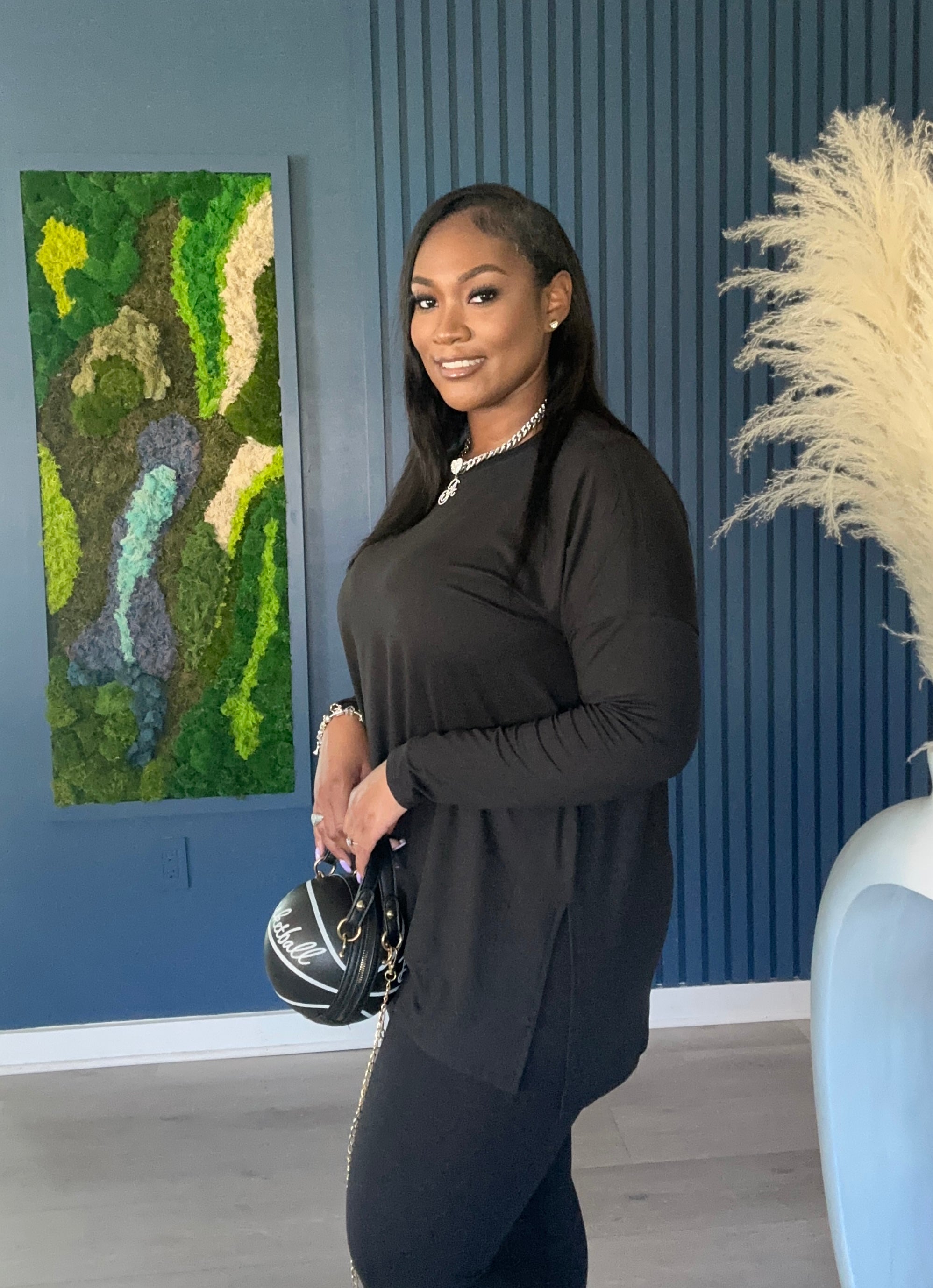 Black Long Sleeve Simple and Chic Set