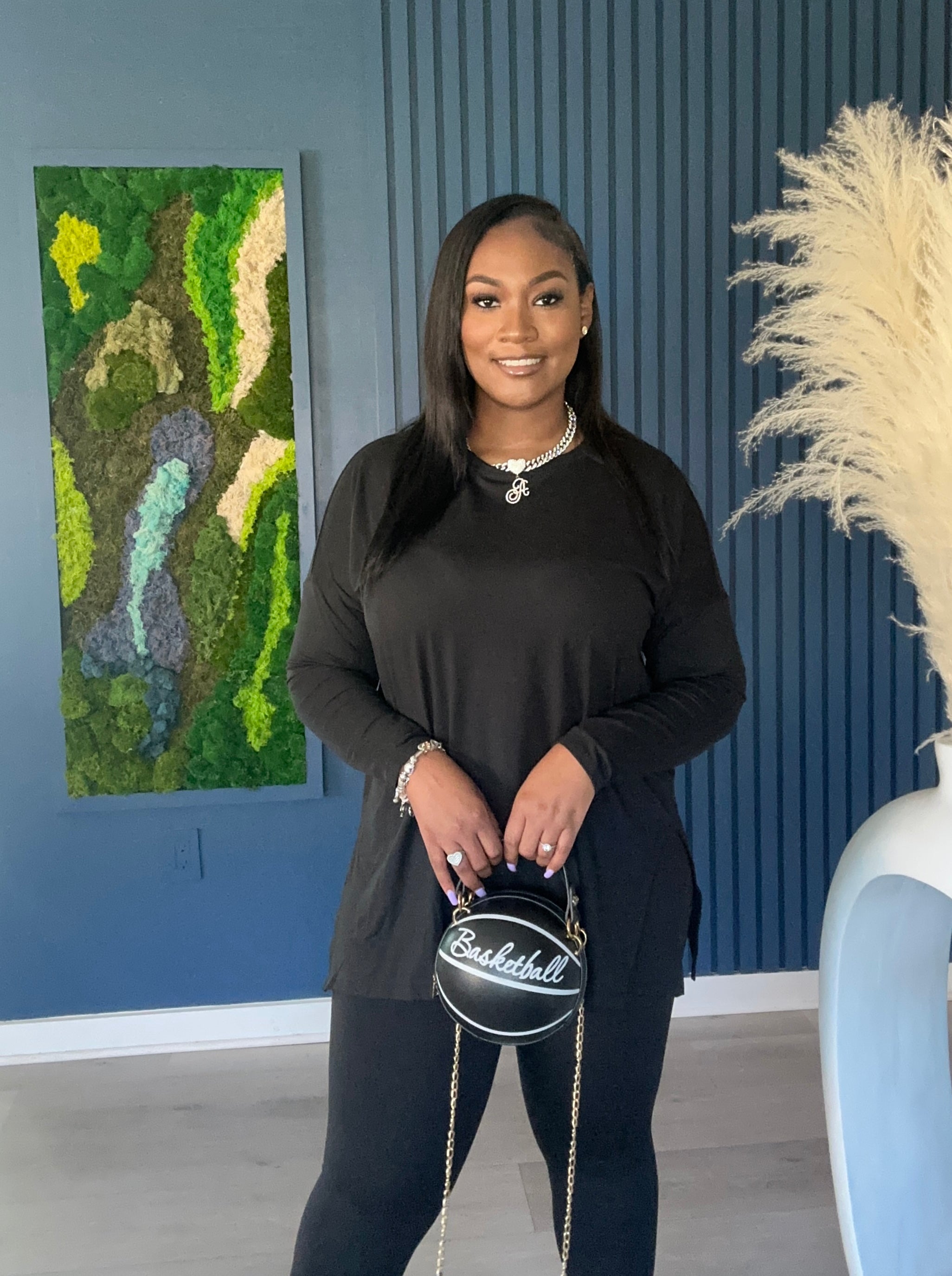 Black Long Sleeve Simple and Chic Set