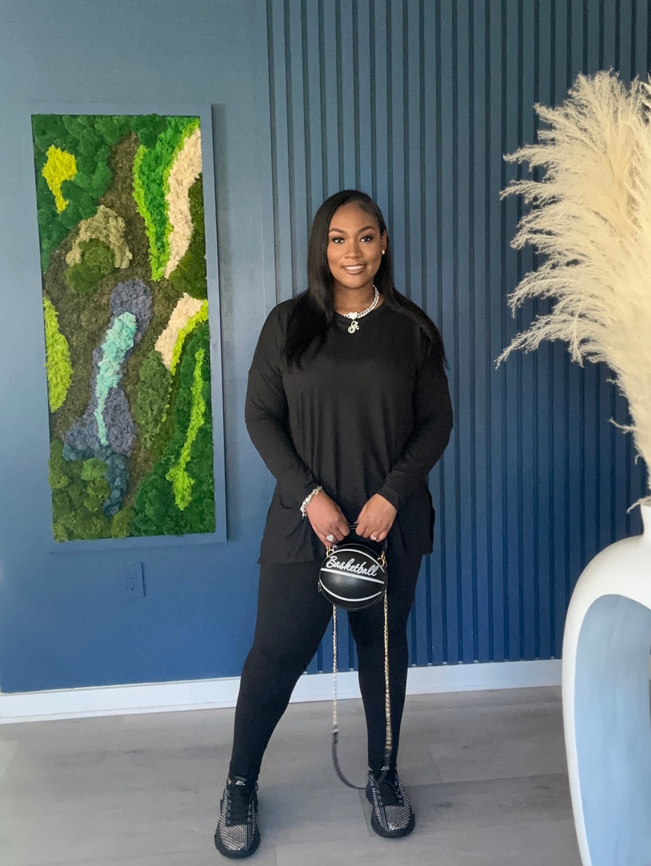 Black Long Sleeve Simple and Chic Set