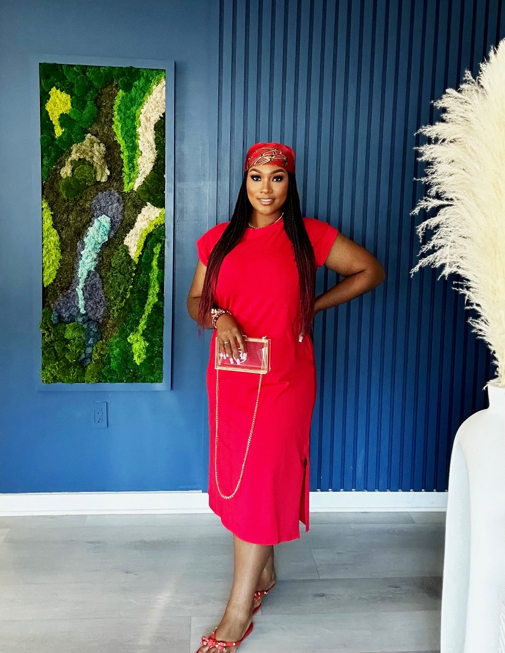 Red Essential Midi Dress S